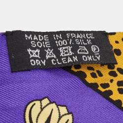 Pre Owned Hermes Lavender/Jaune Les Leopards Silk Twilly