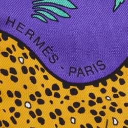 Pre Owned Hermes Lavender/Jaune Les Leopards Silk Twilly