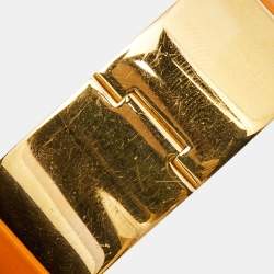 Pre Owned Hermes Clic Clac H Enamel Gold Plated Wide Bracelet