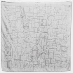 Hermes Grey Jacquard Silk Square Scarf