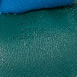 Pre Owned Hermes Malachite/Bleu Zanzibar/Lime Leather Rodeo Grigri Bag Charm GM