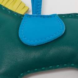 Pre Owned Hermes Malachite/Bleu Zanzibar/Lime Leather Rodeo Grigri Bag Charm GM