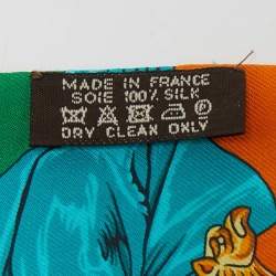 Hermes Blue/Orange Cavalleria d'Etriers Silk Twilly
