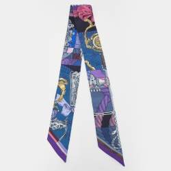 Hermes Violet/Bleu Cavalleria d'Etriers Silk Twilly