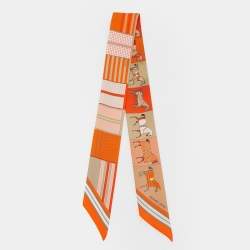 Hermes Orange/Jaune Couvertures Nouvelles Silk Twilly