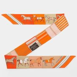 Hermes Orange/Jaune Couvertures Nouvelles Silk Twilly