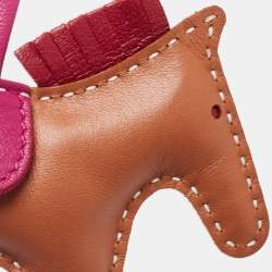 Pre Owned Hermès Gold, Rose Purple and Rouge H Milo Lambskin Grigri Rodeo Bag Charm PM