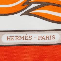 Hermès  Orange Quadrige Printed Silk Scarf