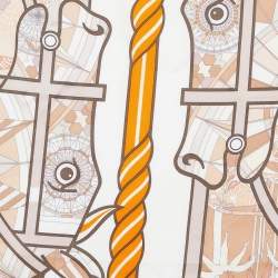 Hermès  Orange Quadrige Printed Silk Scarf