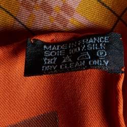 Hermès Orange H en Voyage Printed Silk Scarf