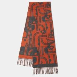 Hermes Orange & Grey Brides de Gala Cashmere Shawl