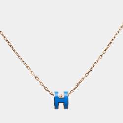 Hermes Pop H Enamel Gold Plated Necklace