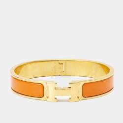 Hermes Clic H Enamel Gold Plated Bracelet