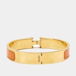 Hermes Clic H Enamel Gold Plated Bracelet