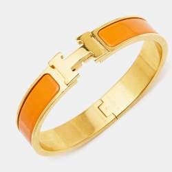 Hermes Clic H Enamel Gold Plated Bracelet