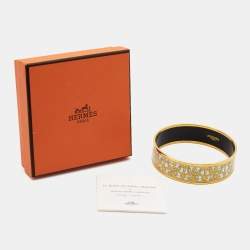 Hermes Balcons du Guadalquivir Enamel Gold Plated  Wide Bracelet