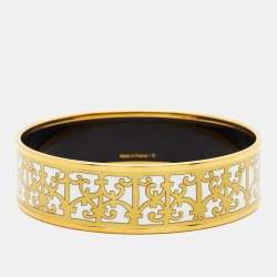 Hermes Balcons du Guadalquivir Enamel Gold Plated  Wide Bracelet
