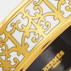 Hermes Balcons du Guadalquivir Enamel Gold Plated  Wide Bracelet