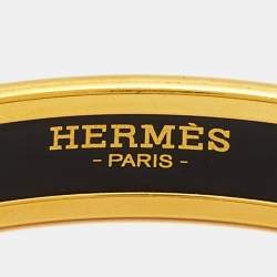 Hermès Caleche Enamel Gold Plated Narrow Bracelet