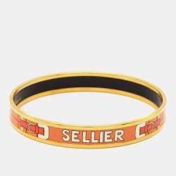 Hermès Caleche Enamel Gold Plated Narrow Bracelet