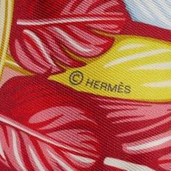 Hermes Pink/Yellow Danse Pacifique Silk Twilly