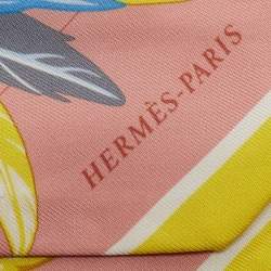 Hermes Pink/Yellow Danse Pacifique Silk Twilly