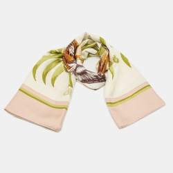 Pre Owned Hermes Pink/Green Tigre Royal Double Face Silk Shawl