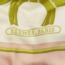 Pre Owned Hermes Pink/Green Tigre Royal Double Face Silk Shawl