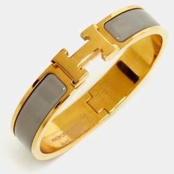 Hermès Clic H Enamel Gold Plated Bracelet
