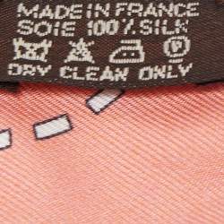 Hermes Coral Pink Printed Silk Twilly 