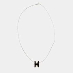 Hermès Pop H Enamel Sterling Silver Palladium Plated Necklace