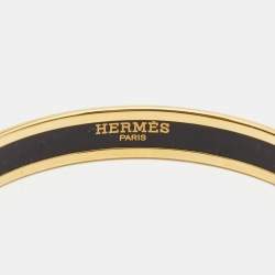 Hermès 'Confettis D'Ex Libris' Enamel Gold Plated Bangle Bracelet