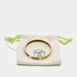 Hermès 'Confettis D'Ex Libris' Enamel Gold Plated Bangle Bracelet