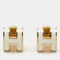 Hermès Pop H Enamel Gold Plated Stud Earrings