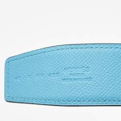 Hermes Rouge du Coeur/Bleu de Nord Epsom Leather Constance Reversible Belt 90CM