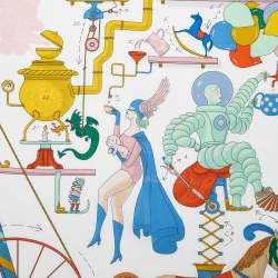 Hermès White Tea for Two Printed Silk Square Scarf