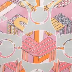 Hermes Light Green Tatersale En Zigzag Printed Silk Square Scarf