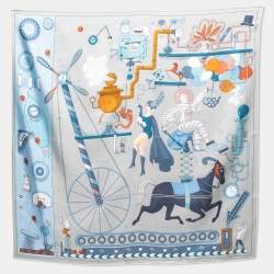 Hermès Grey Tea for Two Printed Silk Square Scarf