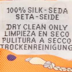 Hermès Orange Les Cles a Pois Printed Silk Twilly