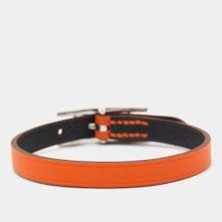 Hermès  Behapi Leather Palladium Plated Bracelet