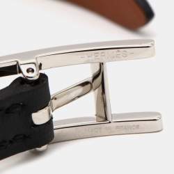 Hermès  Behapi Leather Palladium Plated Bracelet