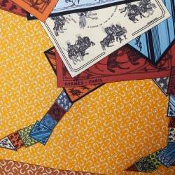 Hermès Yellow A Cheval Sur Mon Carre Printed Silk Square Scarf
