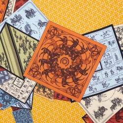 Hermès Yellow A Cheval Sur Mon Carre Printed Silk Square Scarf