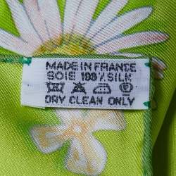 Hermès Green Flower Power Printed Silk Square Scarf