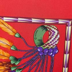 Hermès Red Brazil Printed Silk Square Scarf