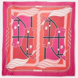 Hermès Multicolor Quadrige Printed Silk Jersey Scarf