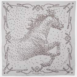 Hermès Grey Cheval de Legende Printed Silk Square Scarf