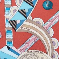 Hermès Burgundy L'Ombrelle Magique Printed Silk Square Scarf