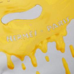 Hermès Grey & Yellow Peinture Fraiche Printed Silk Square Scarf
