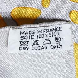 Hermès Grey & Yellow Peinture Fraiche Printed Silk Square Scarf